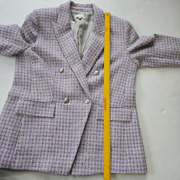 NWT Loft Tweed Double Breasted Blazer Lavender Purple Green 14 - Picture 14 of 14